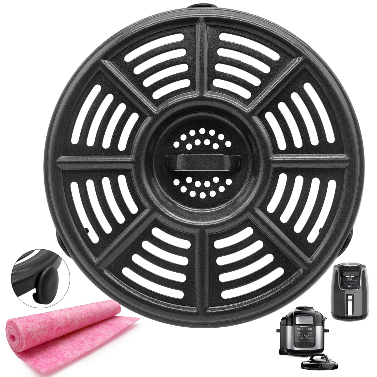 HEISENLIN Air Fryer Replacement Parts Crisper Plate for 8.2*8.2IN, Black