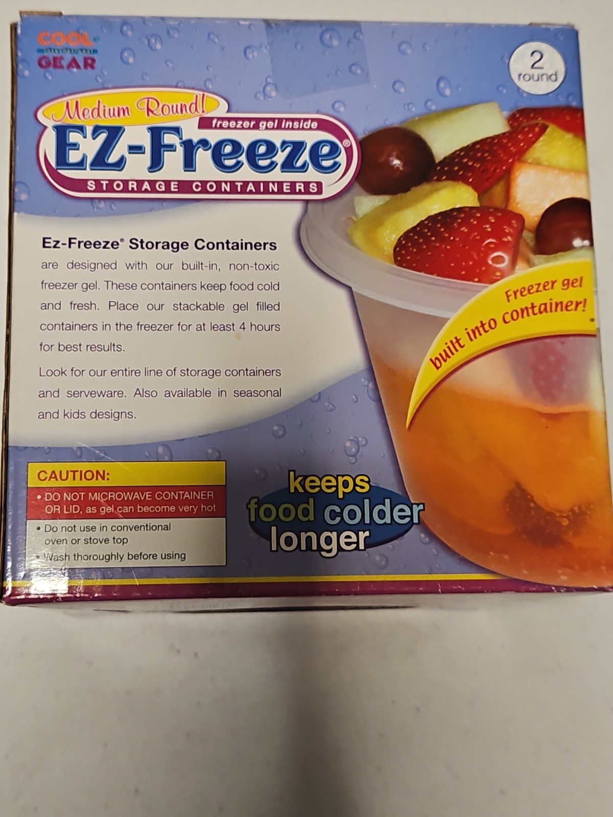 Cool Gear EZ – Freeze Gel Round Storage Containers 2 Gel lids & 2 Containers NIB