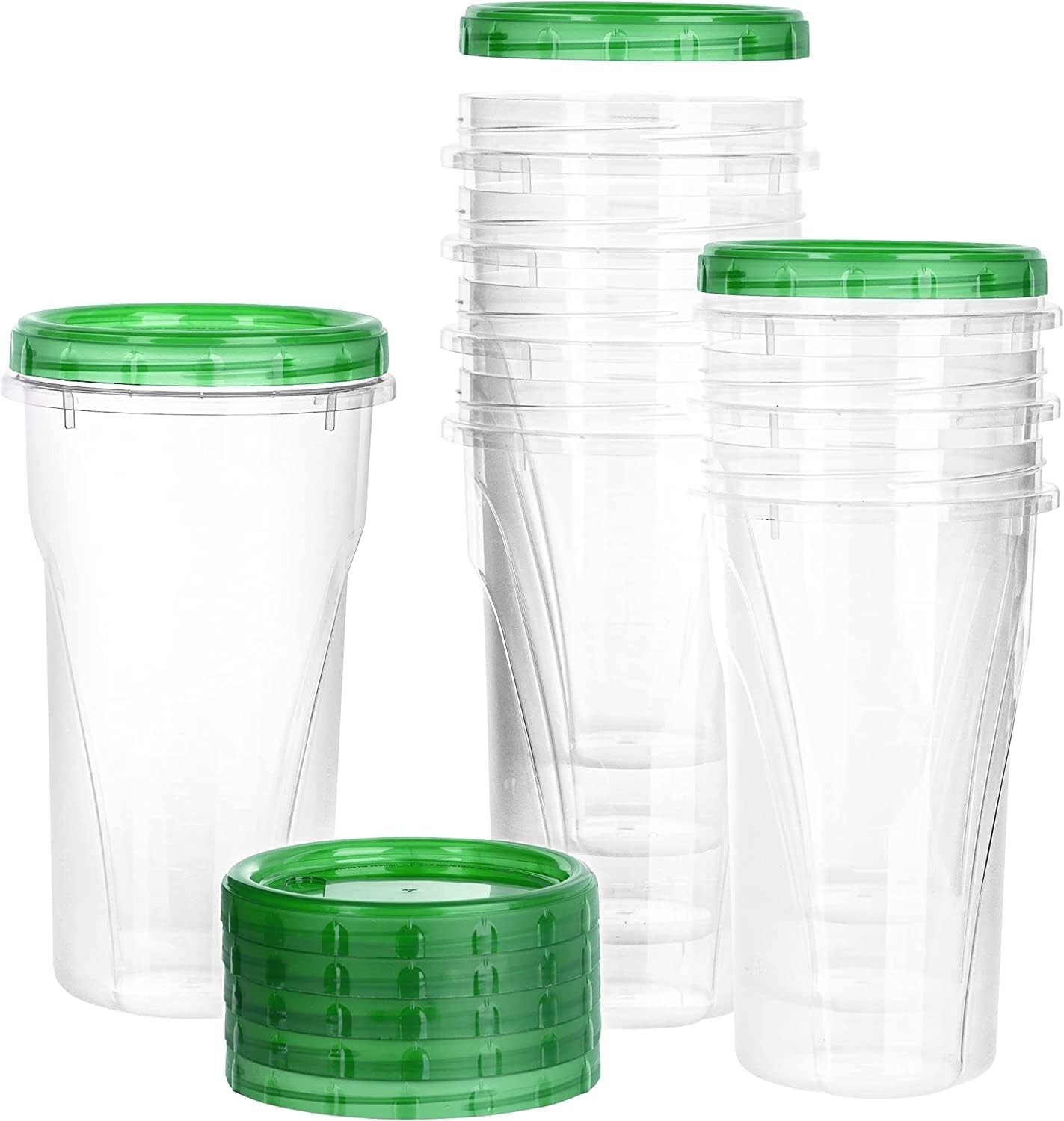 48 oz Clear Twist Top Storage Deli Containers with Leak Proof Lids Green 20pcs