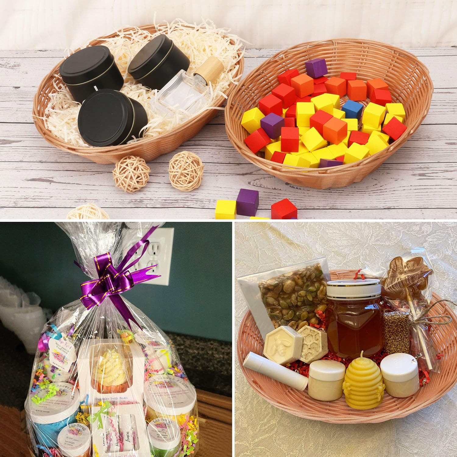 10 PCS 11 Inch Oval Poly Wicker Baskets Bulk Plastic Bread Serving For Home
