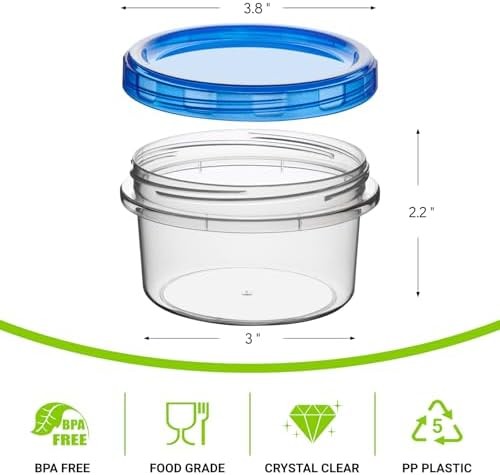 8 oz Freezer Storage Containers with Twist Top Lids, 10 Pack Reusable Meal Prep
