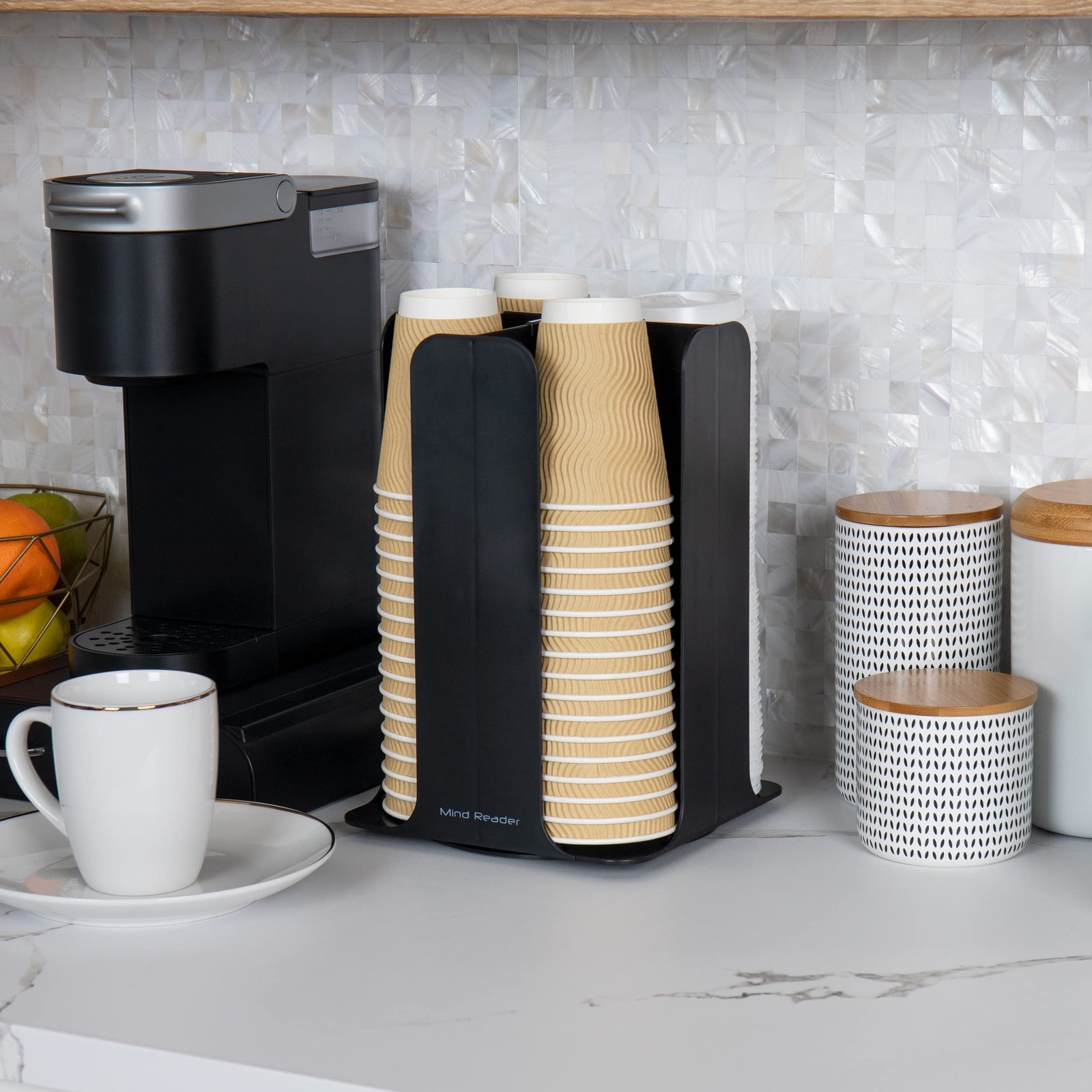 Cup and Lid Carousel, Countertop Org, Coffee Bar, Beverage Cup Holder, Plasti…