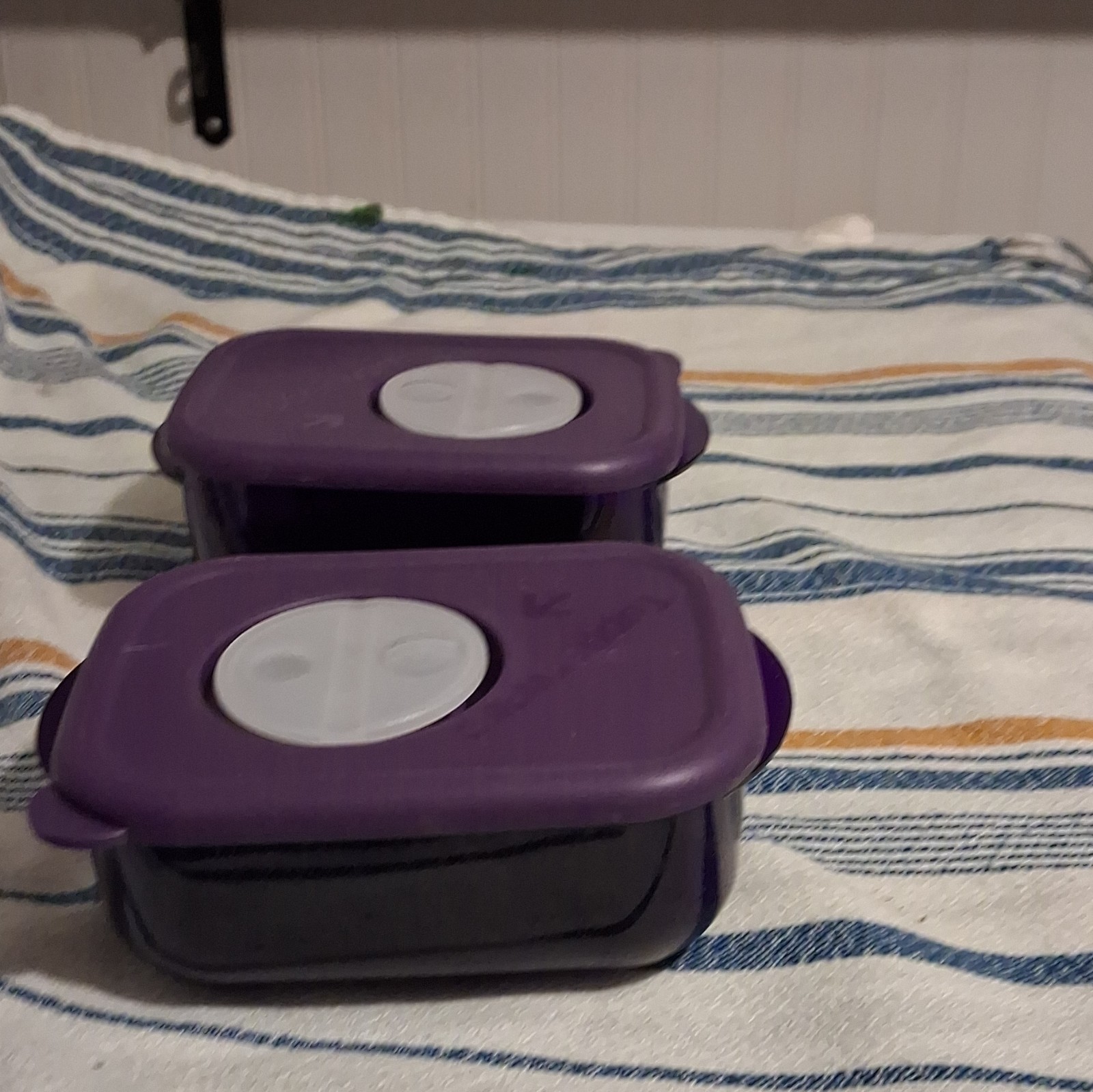 Vintage Tupperware Purple Rectangular Food Storage Containers w/ Vented Lids