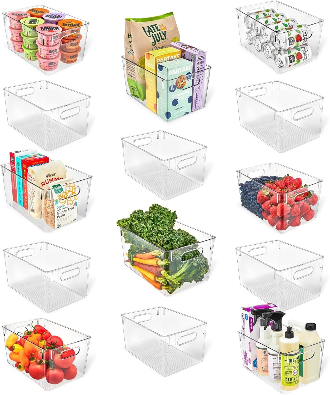 Multi-purpose Refrigerator Bins 2 pieces Large Capacity Stackable Fridge Bin