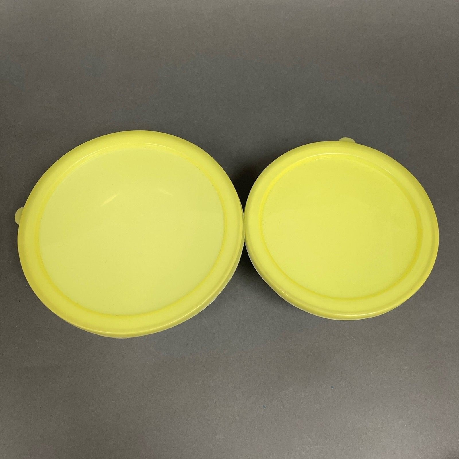 Food Storage Containers with Yellow Lids Fruits White Lot of 2