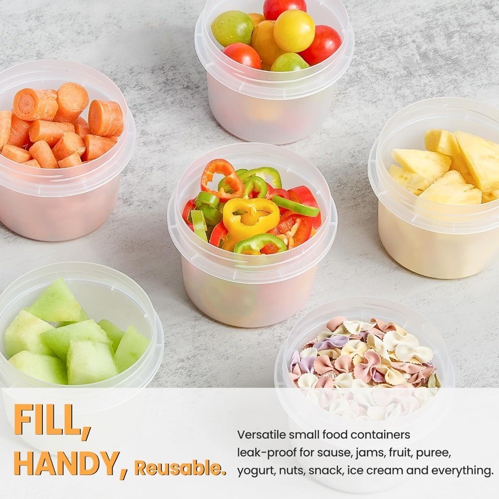 12 Oz Food Storage Containers with Screw Lids, 6-Pack Reusable Small Plastic