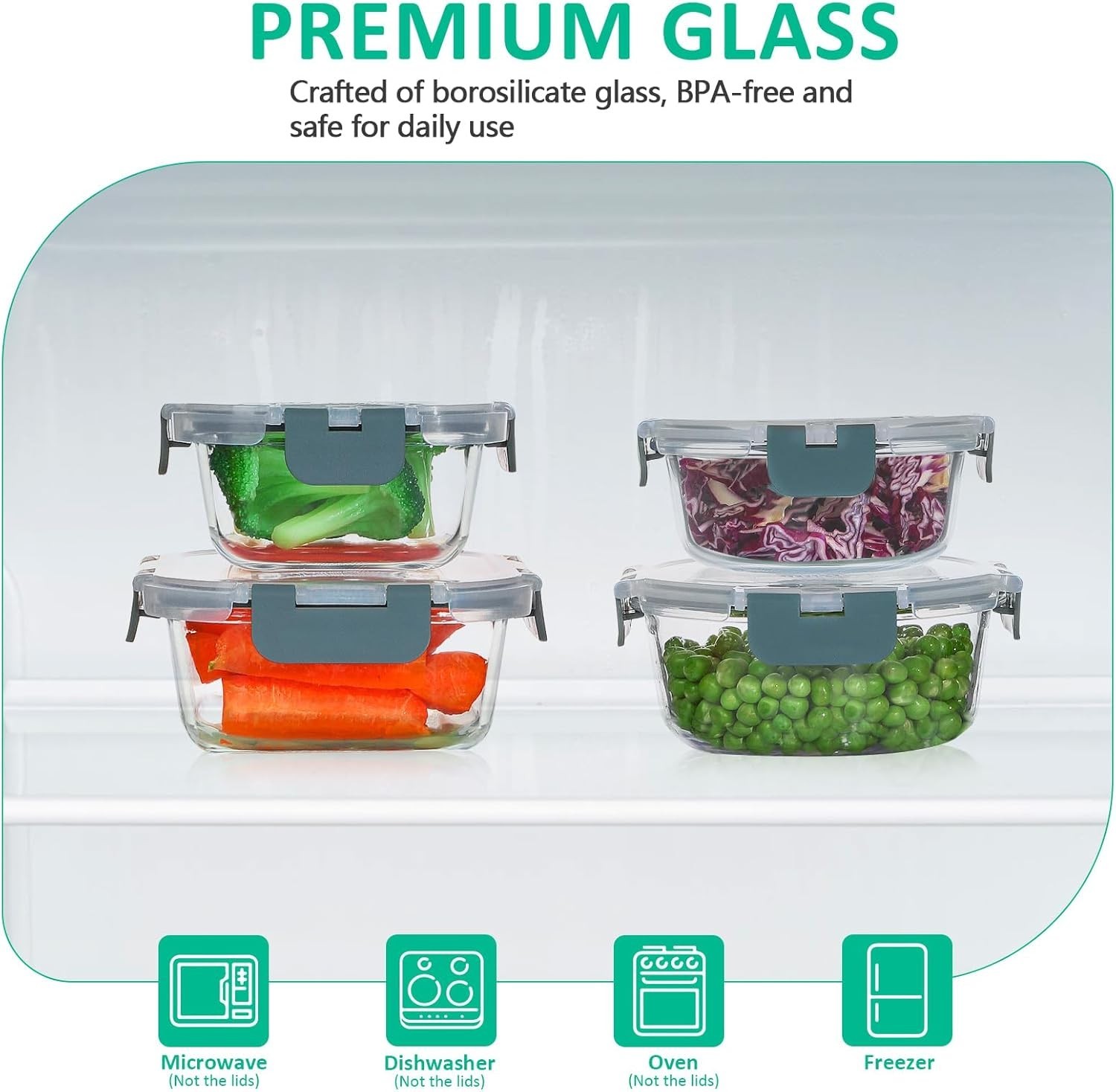 24-Piece BPA-Free Glass Containers – Oven, Dishwasher & Freezer Safe