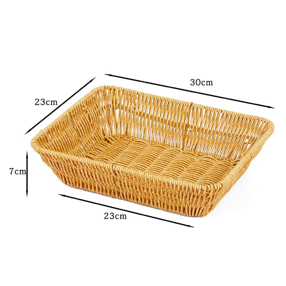 Rectangular Wicker Bread Fruit Basket Woven Tabletop Food Serving Organizer