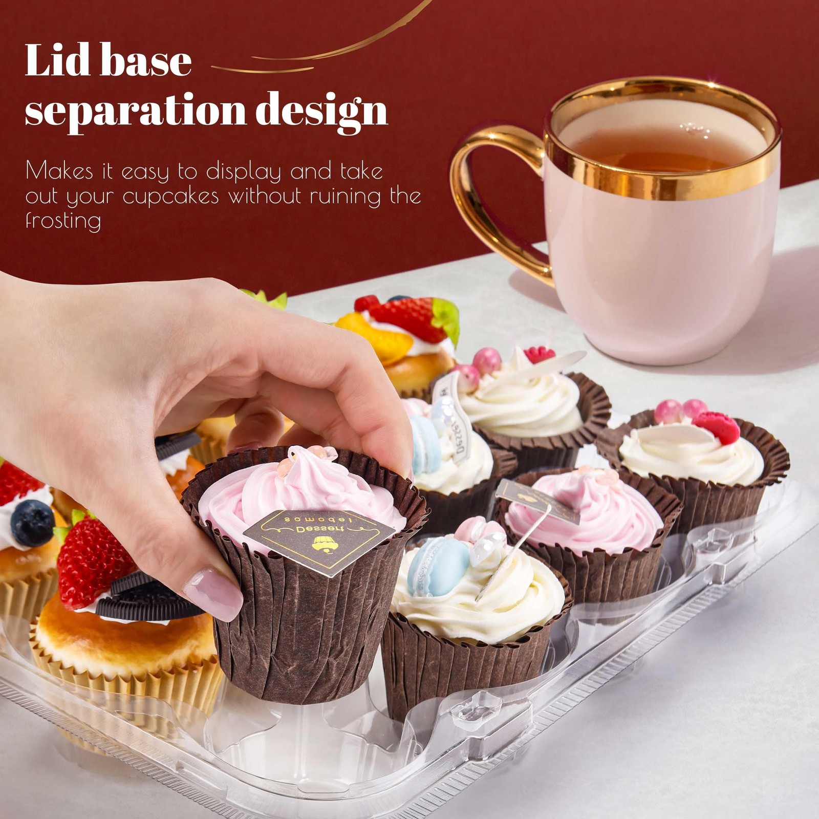 NPLUX 12 Count Cupcake Containers 12 Pack 12.2×9.5×3.5inch, Clear
