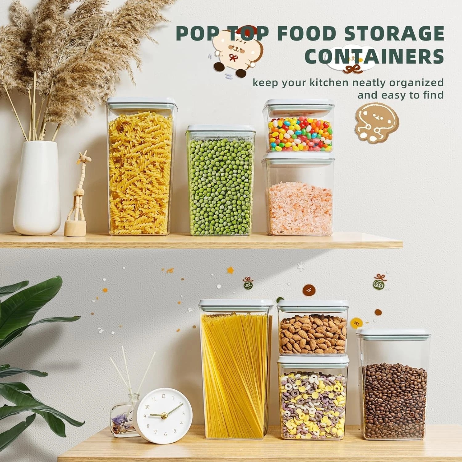 Clear 8-Piece Pantry Organizer: Airtight Storage for Cereal, Pasta & More