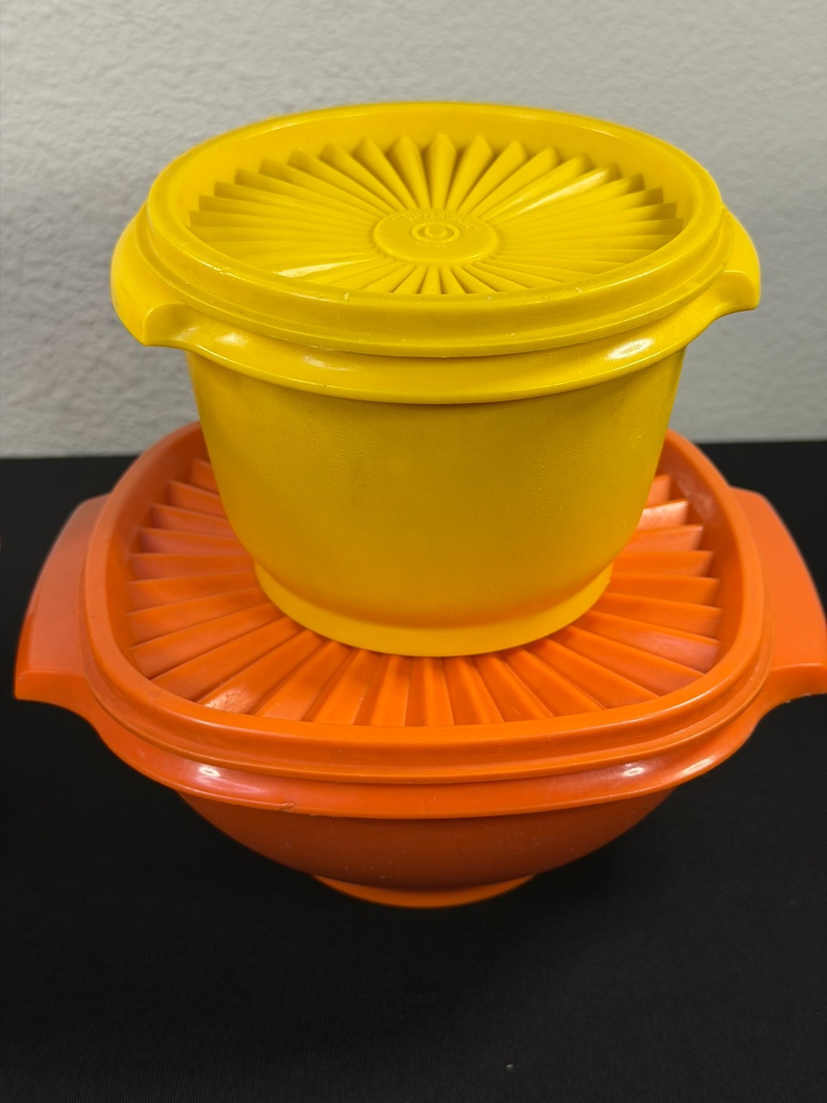 Vintage Tupperware Servalier Bowl Lot 4 Harvest Orange Yellow Canister Storage