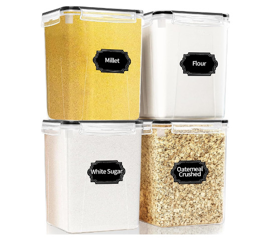 4 Pack Large Airtight Food Storage Containers with Lids (5.2L / 176Oz), BPA Free