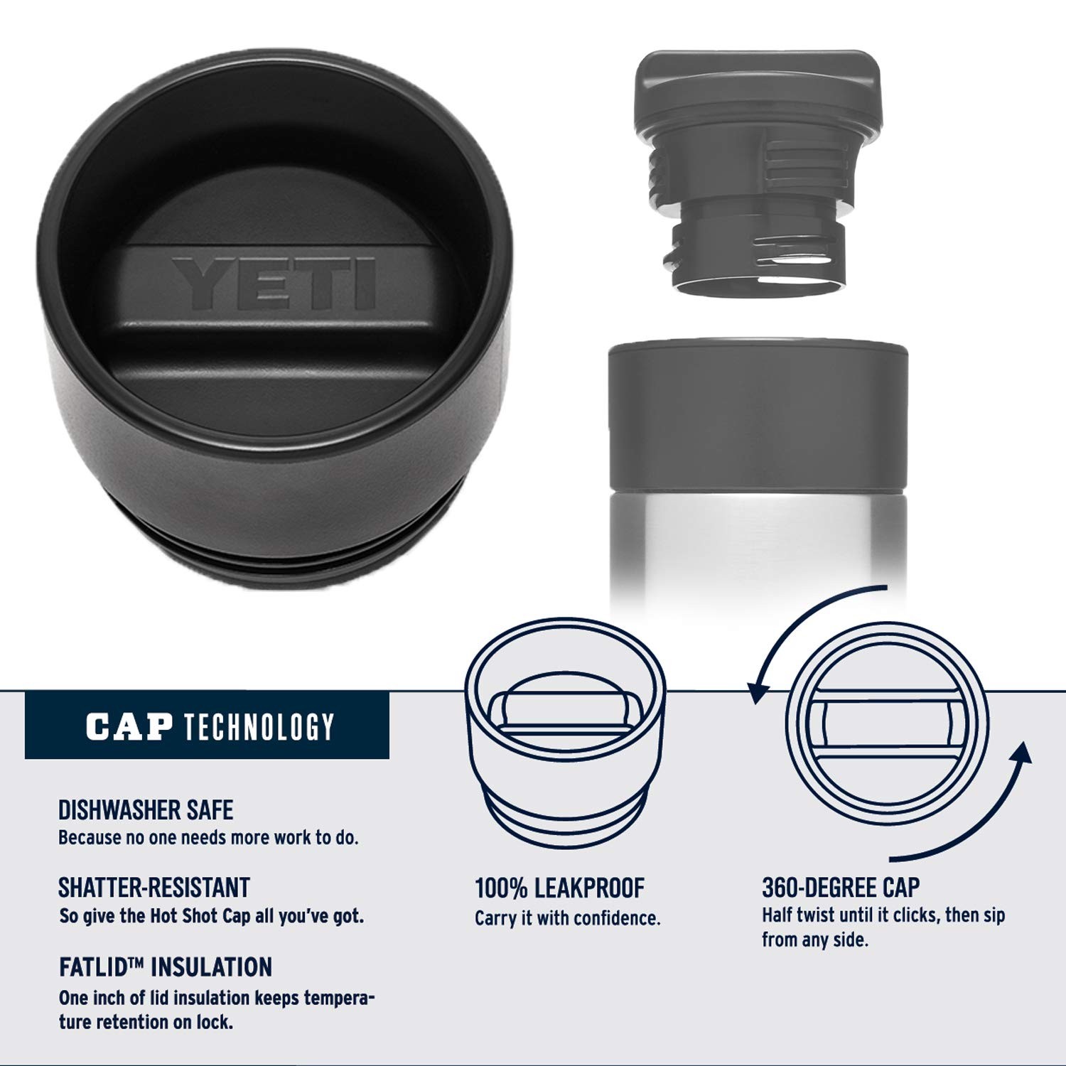 Yeti Rambler 12 Oz Bottle Stainless Steel Vacuum Insulated Hot Shot Cap Black