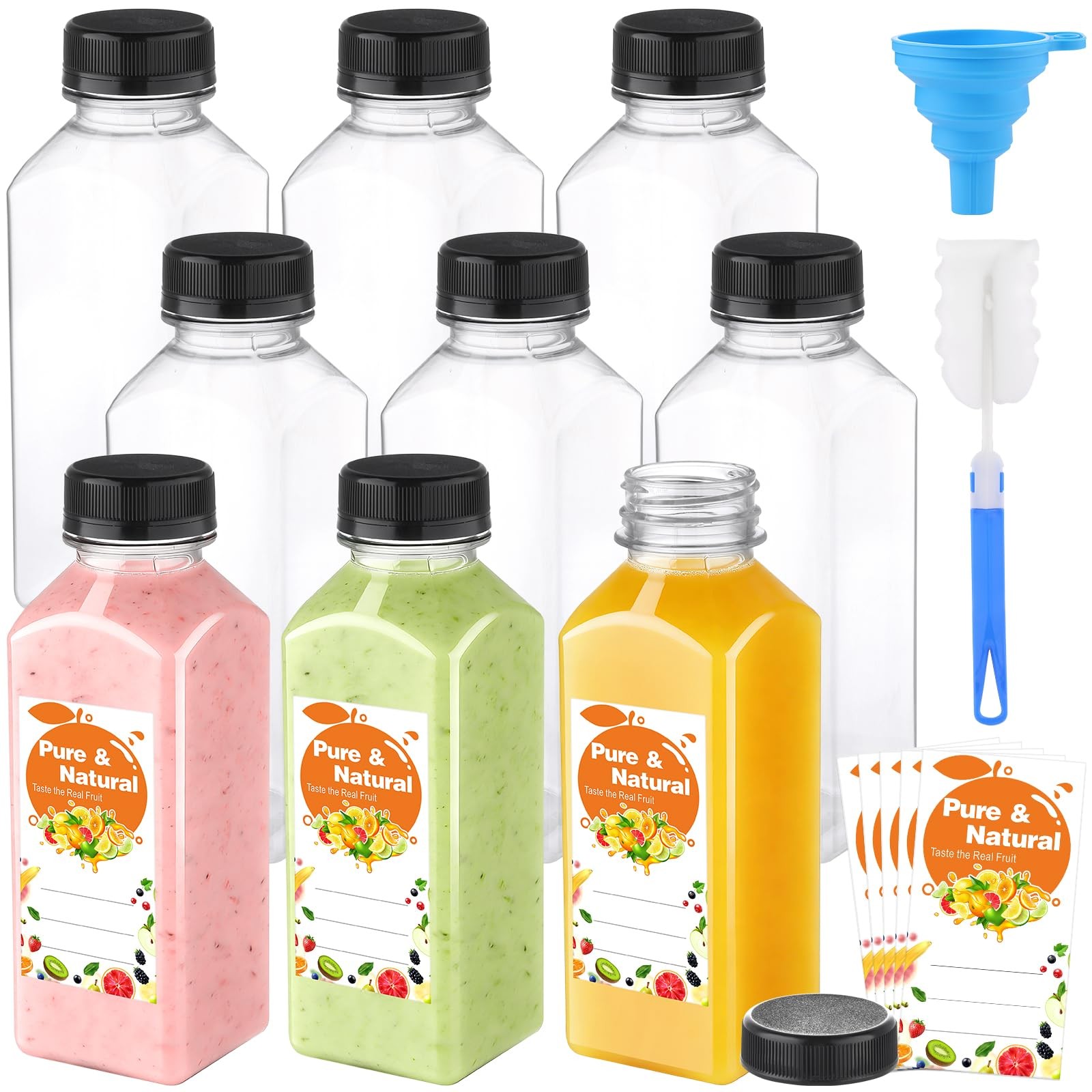 36 Pack 12oz Plastic Juice Bottles with Caps, Empty Reusable Bottles for Juic…