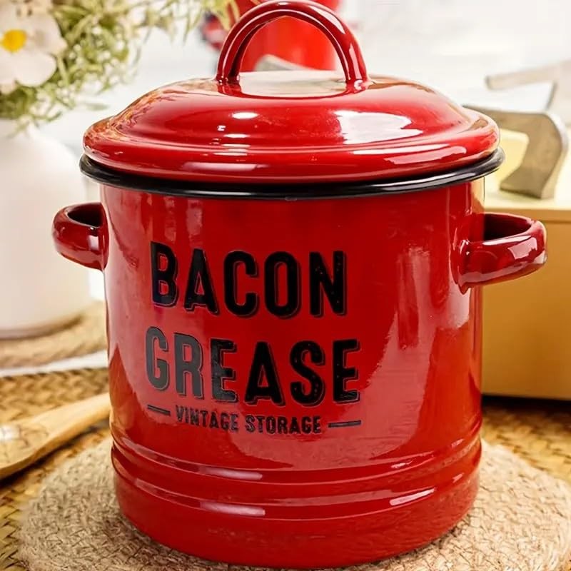 Bacon Grease Saver with Strainer – Emptycolor 46oz Grease Container for Kitch…