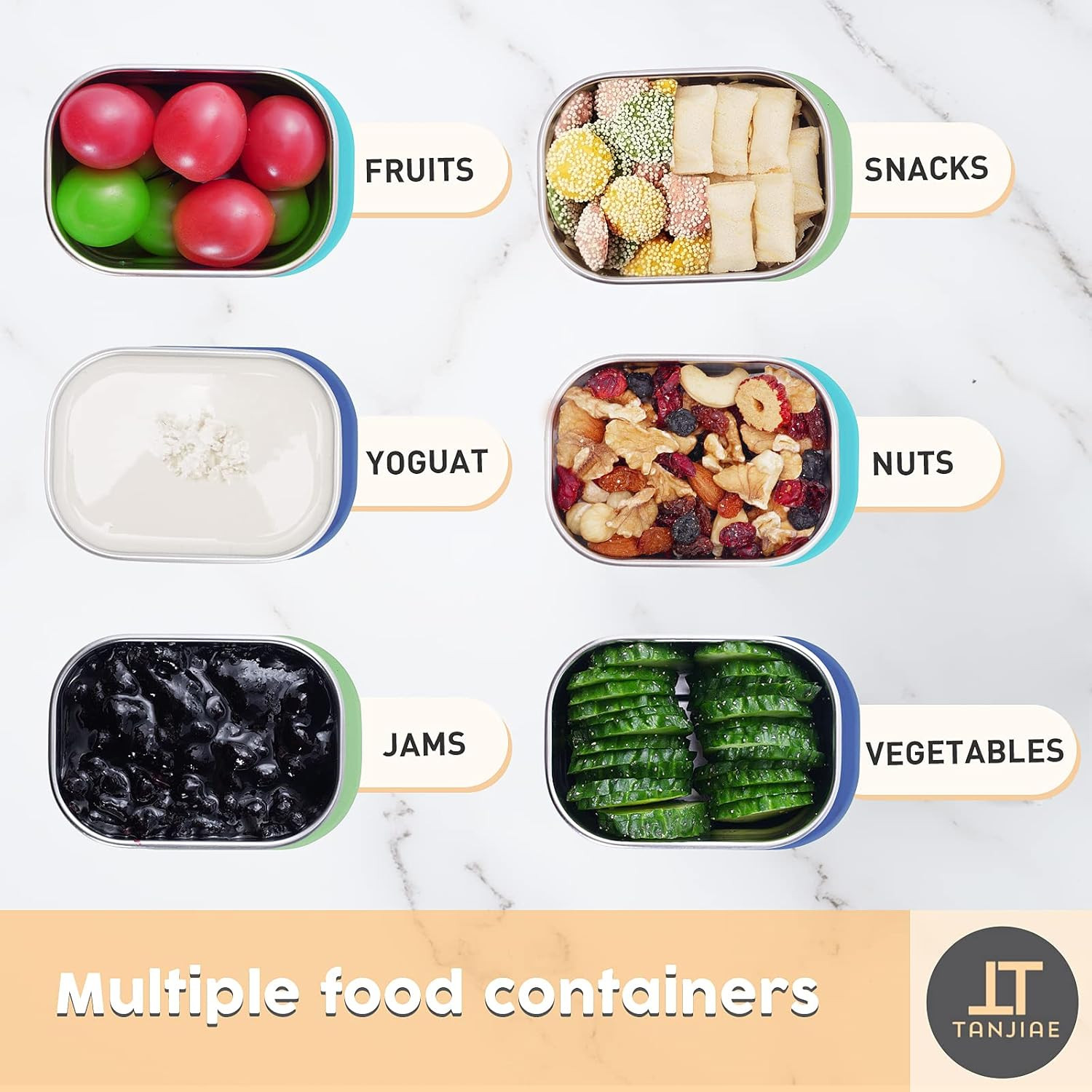 Small (1 CUP) Stainless Steel Snack Containers for Kids | Easy Open Leak Proof F