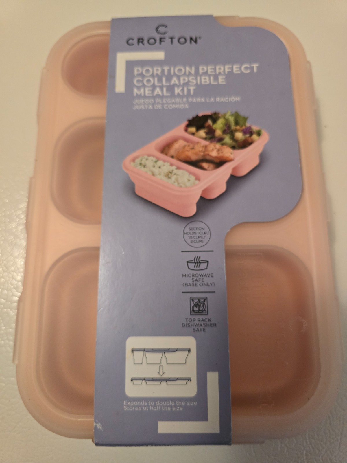 CROFTON PORTION PERFECT COLLAPSIBLE MEAL KIT PINK 3 SECTIONS – NEW