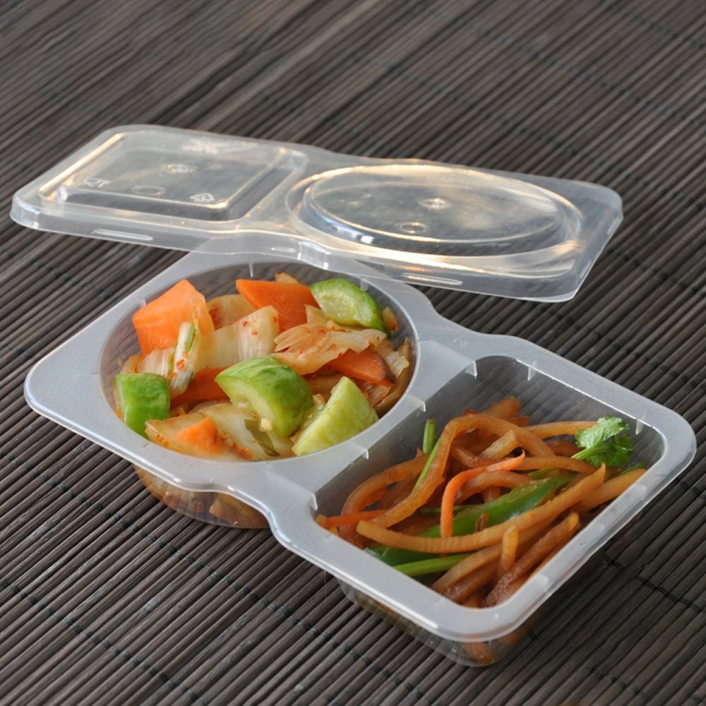 Reusable Snack Containers with Lids, 2 Compartment Snack Pack Containers JQ