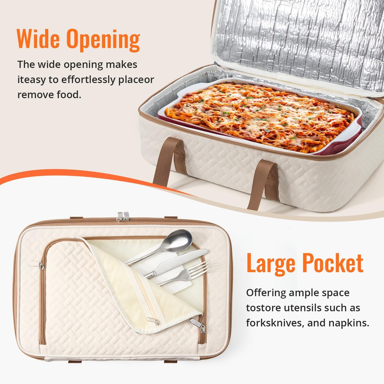 Portable Insulated Casserole Carrier for Hot/Cold Food – 9″x13″ Lasagna Holder,