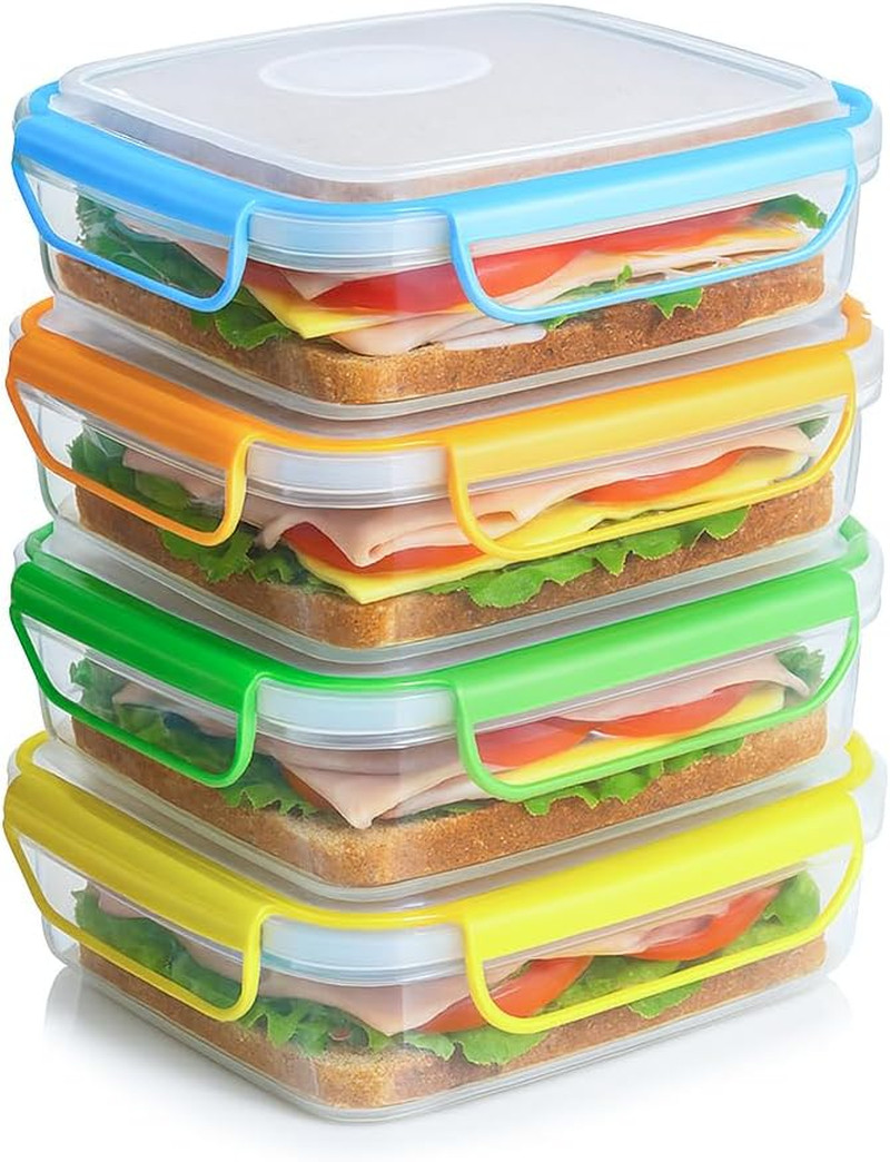 – 4 Pack of Fun Size Sandwich Containers (450 ml) – Reusable, BPA Free Plasti…