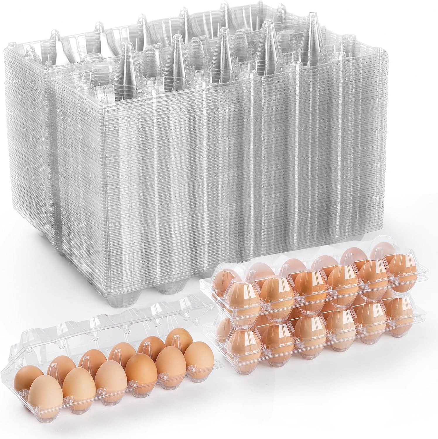 100 Pack Plastic Egg Cartons Cheap Bulk,1 Dozen Clear Empty Egg Containers fo…