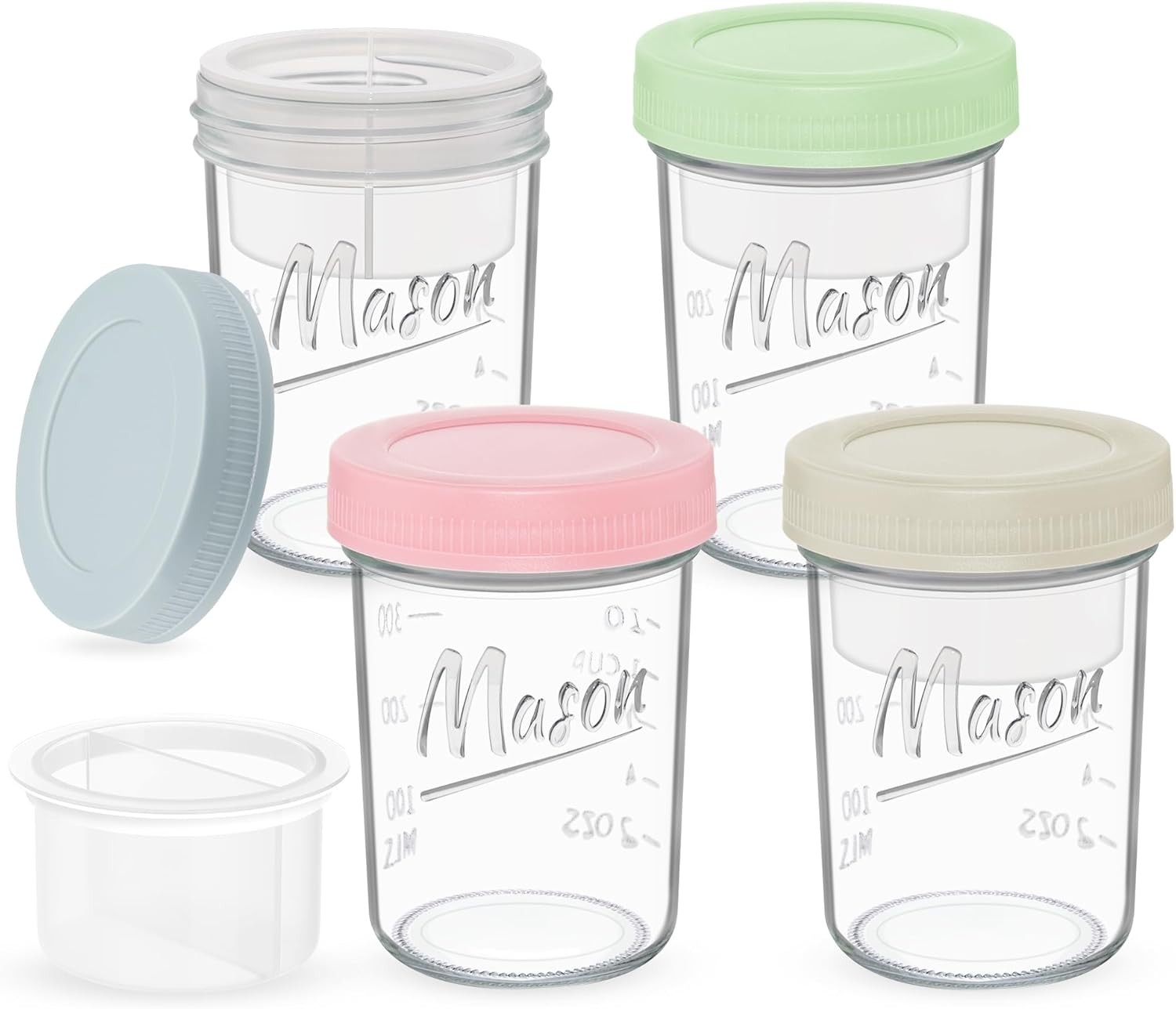16 oz Overnight Oats Containers W/ Lids 6-Pack Leak-Proof Wide Mouth Mason Jars