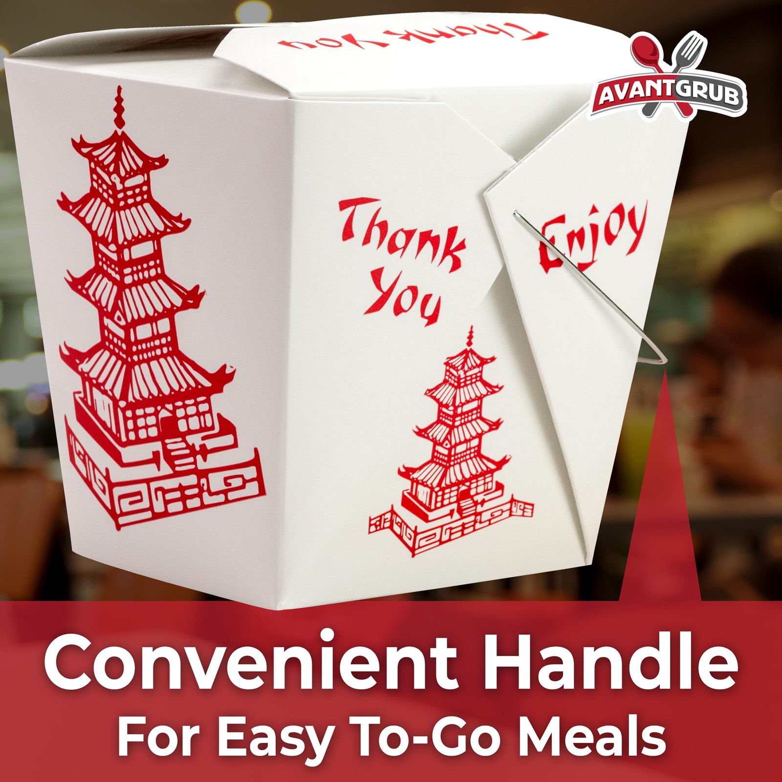 Avant Grub Durable 32 Oz Chinese Take Out Boxes. 25pk Food Containers With 25pk