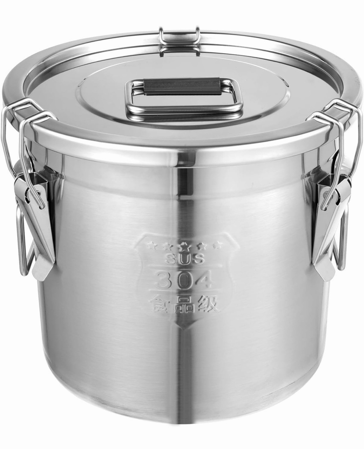12L Stainless Steel Airtight Food Storage Canister w/ Locking Lid & Handles