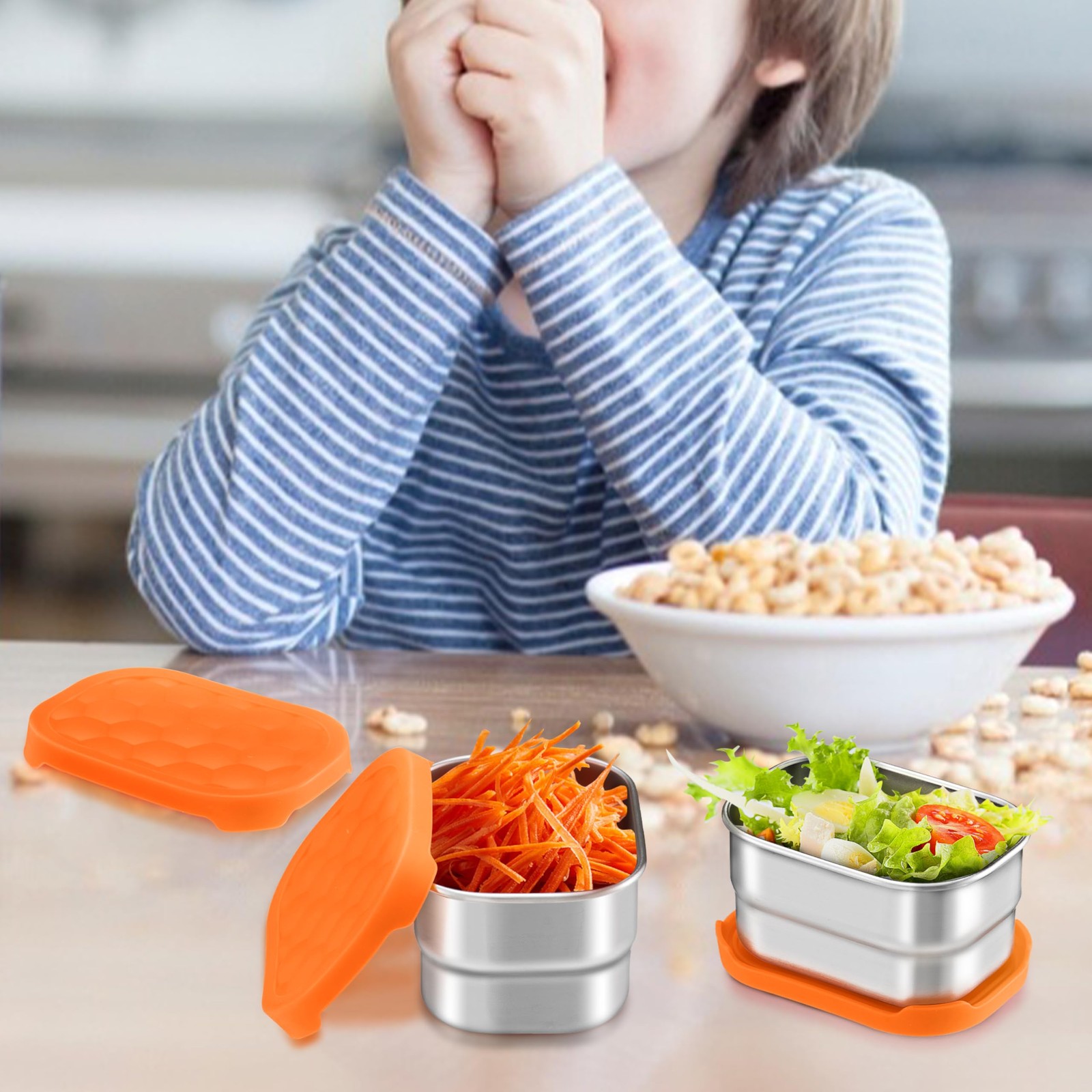 Stainless Steel Snack Containers, 8 oz, 3 Packs