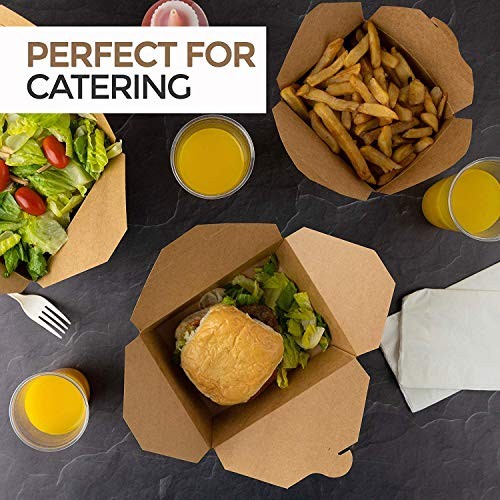 Stock Your Home Microwaveable Kraft Brown Take Out Boxes 71 oz 40 Pack Leak