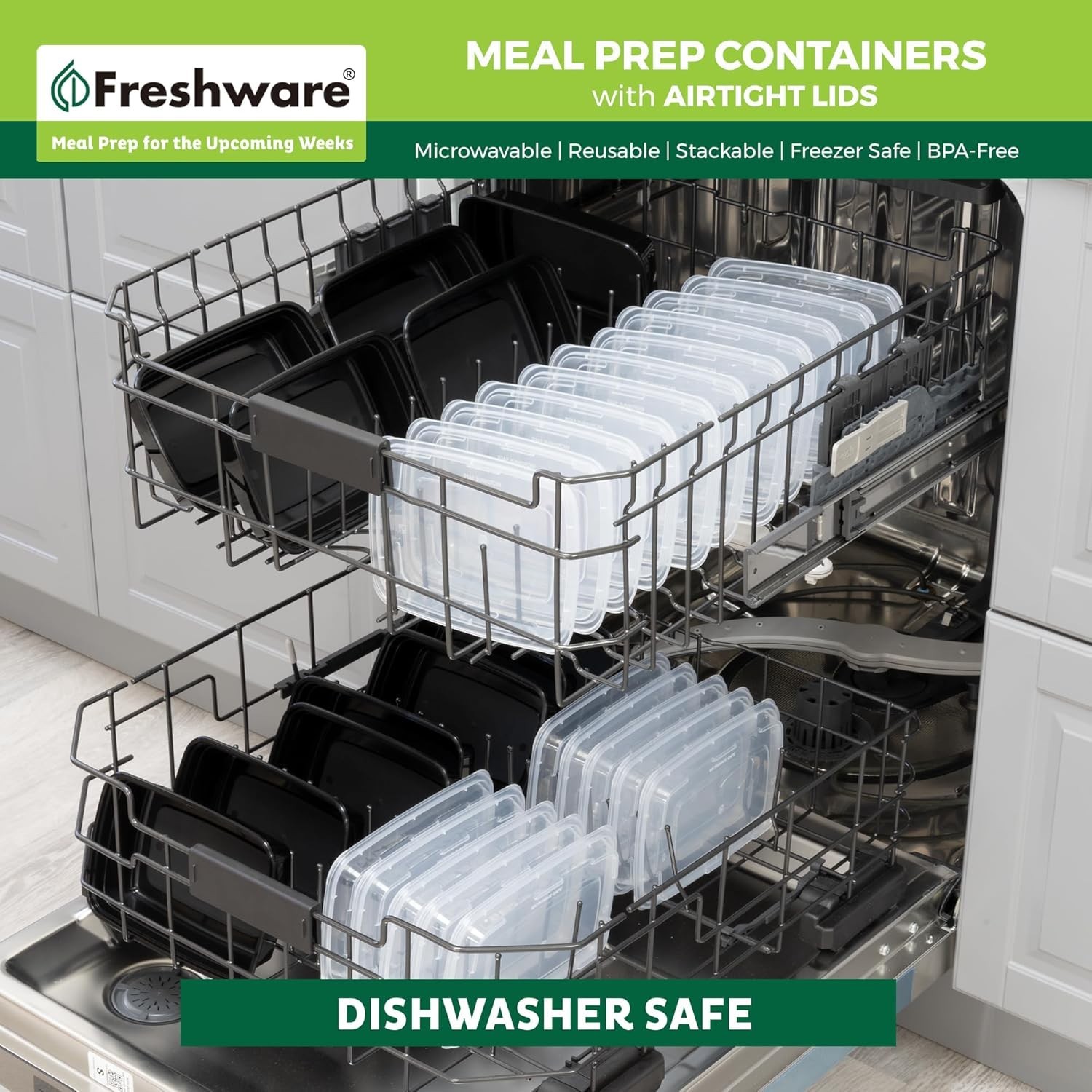 Meal Prep Containers 50 Pack 24oz BPA Free Microwave Dishwasher Safe Black
