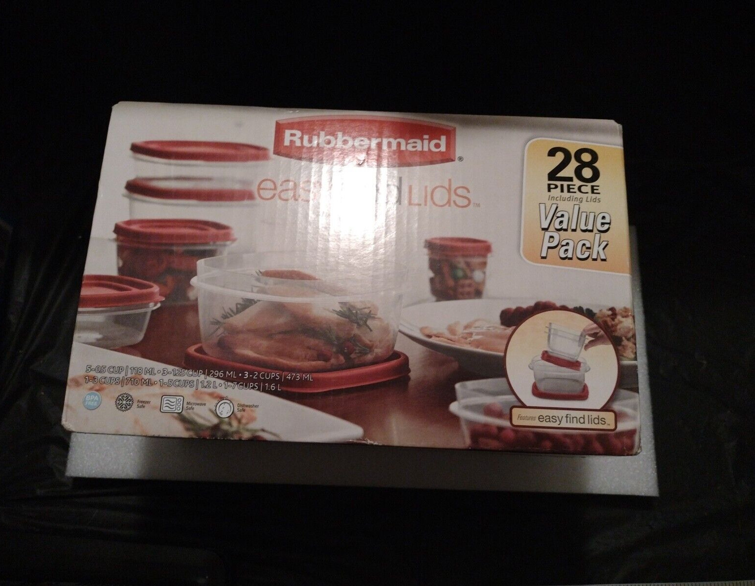 Rubbermaid Easy Fine Lids 28 Piece Value Pack New Inbox Retro 2014 Discontinued.