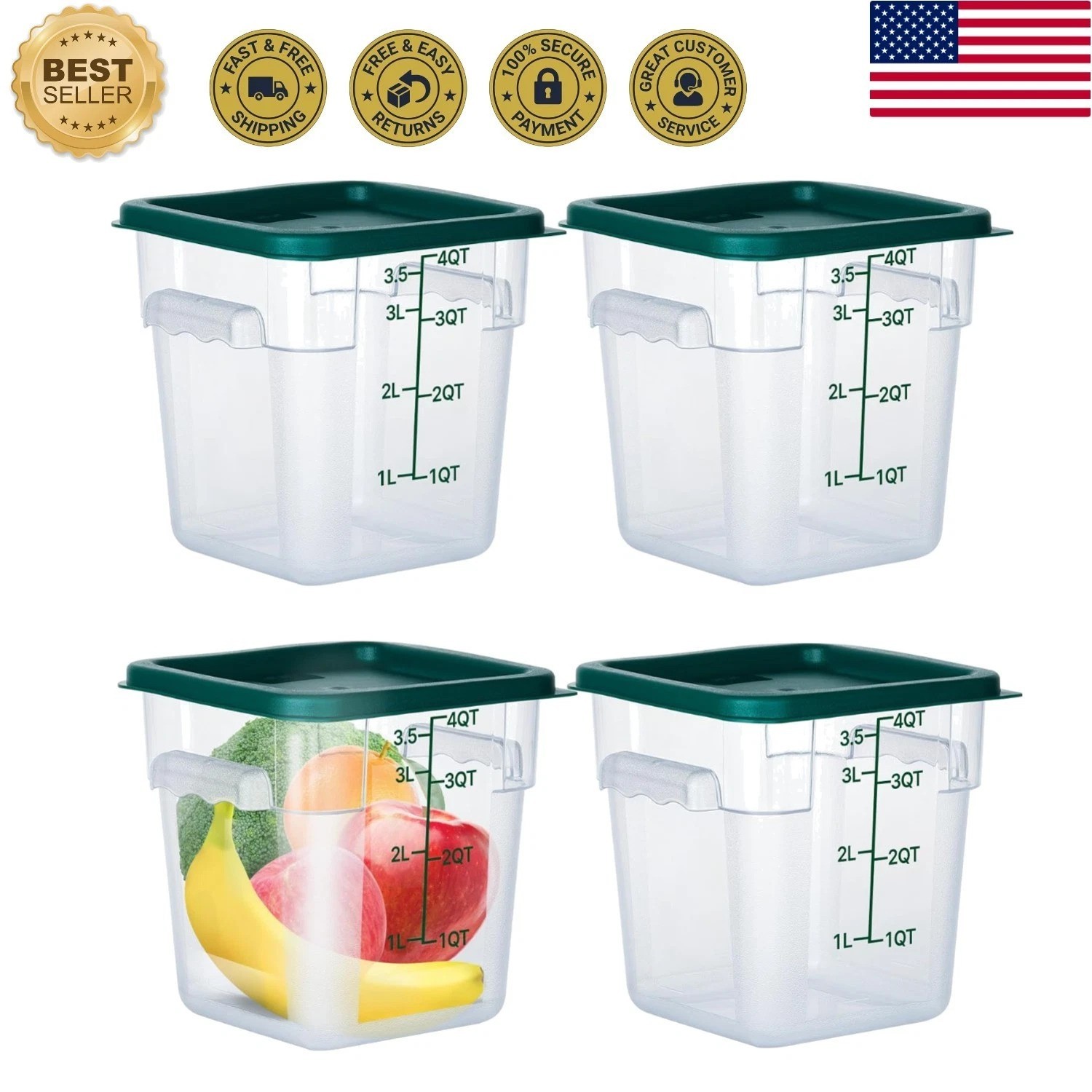 Durable 4QT Clear Food Storage Containers – Dishwasher & Freezer Safe Pack