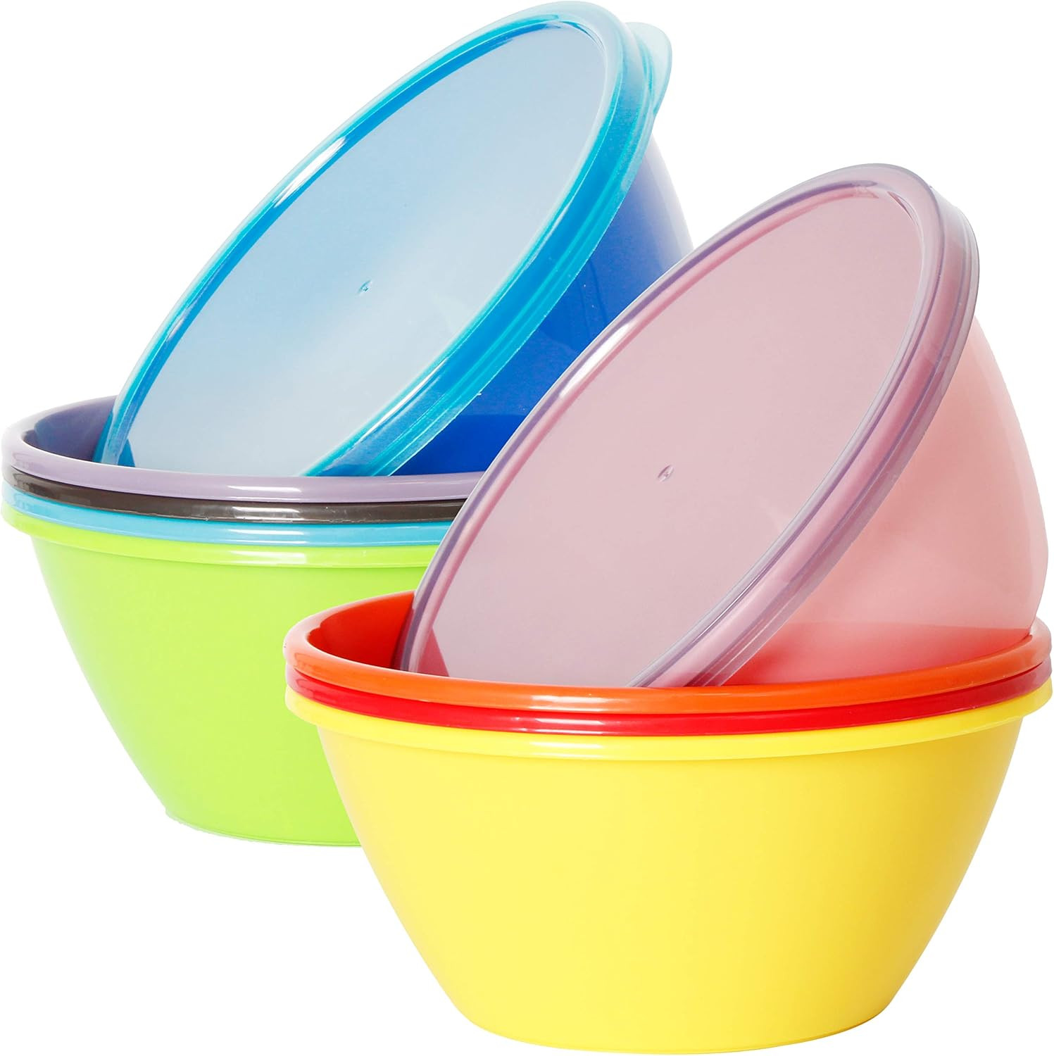 22 Ounce Plastic Storage Containers with Lids, Cereal & Soup Bowls, Set of 9 in