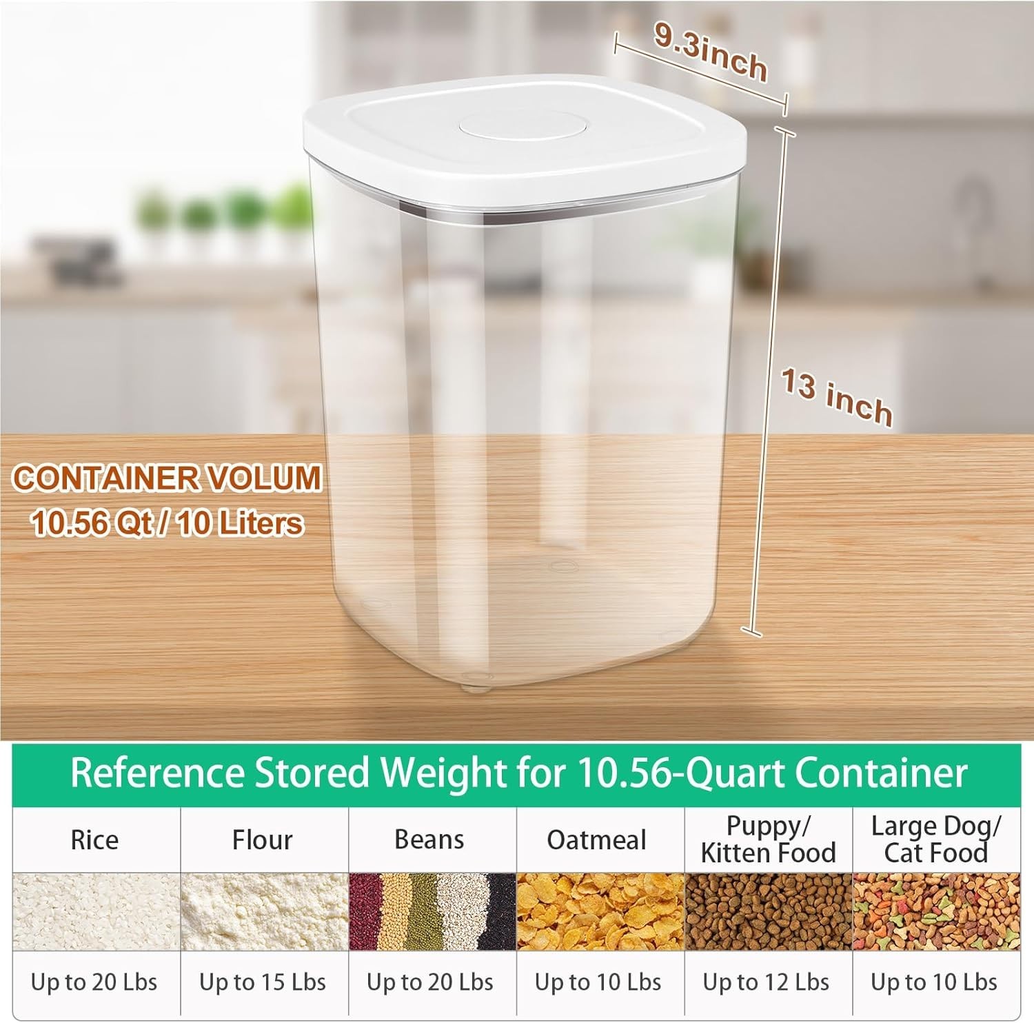 Airtight Rice Container 20 Lbs, Clear PET Plastic Food Storage Container Bin …
