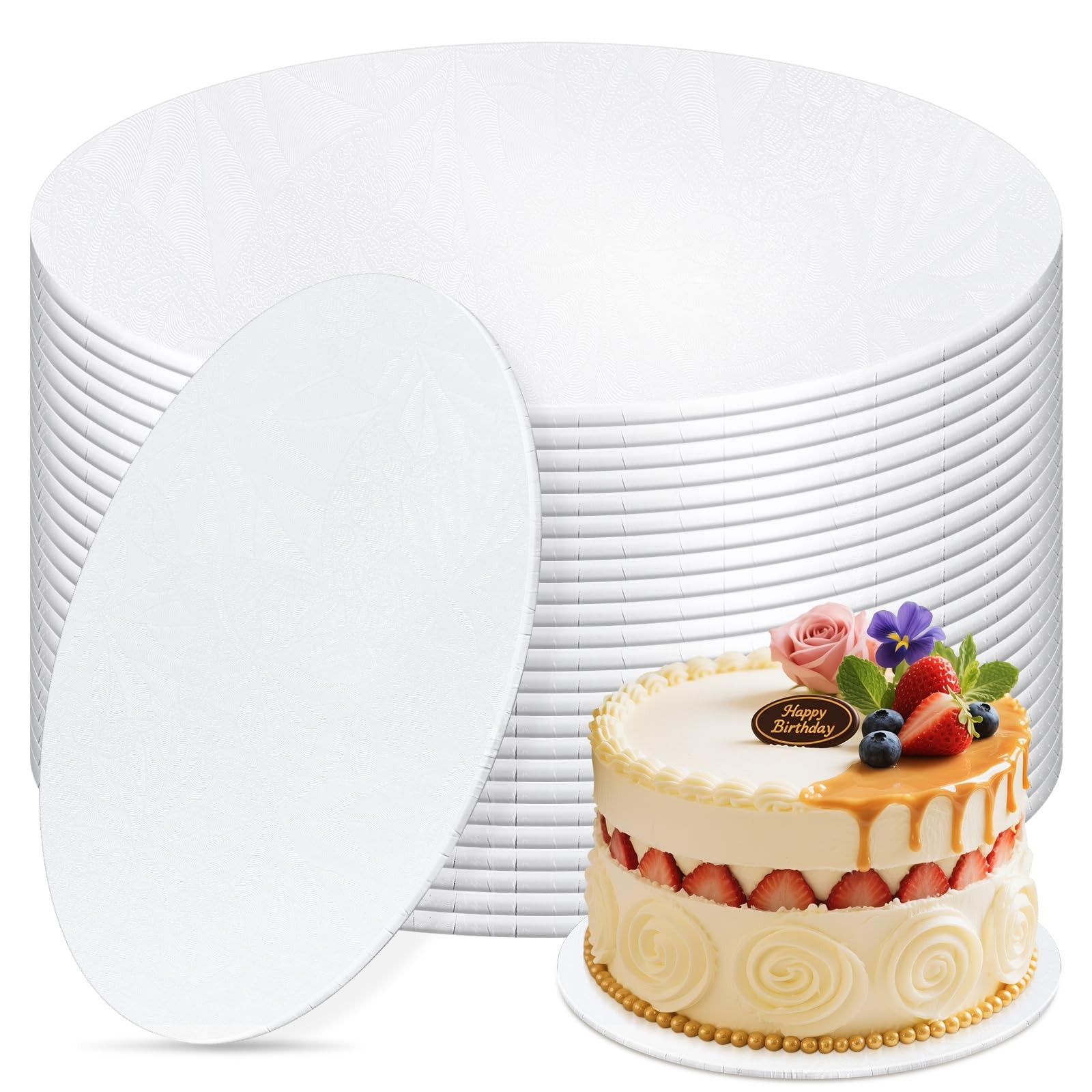 14″ White Round Cake Drums 6 PCS 1/4″ Thick Cardboard Base for Wedding Cakes