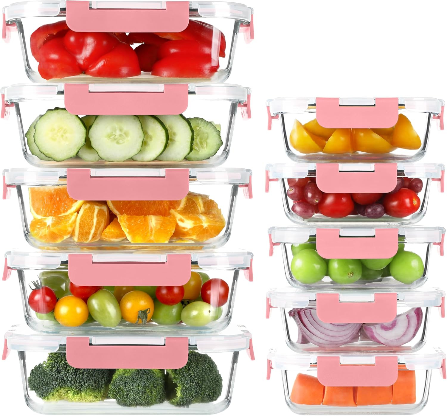 10 Pack Glass Meal Prep Containers, Glass Food Storage Containers with Lids, Air