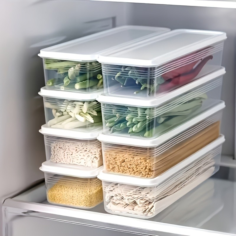 8pcs Transparent Stackable Refrigerator Storage Boxes with Lids