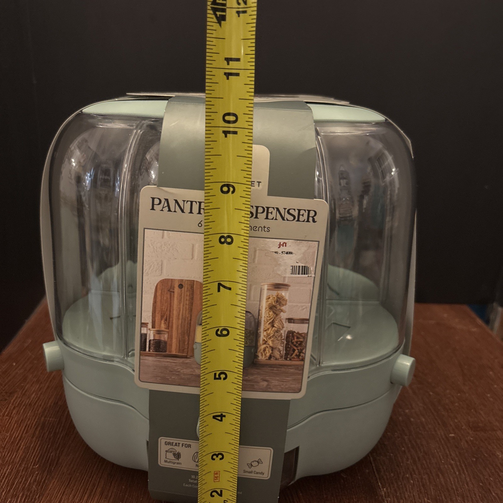 6-Grid Rotating Dry Food Dispenser Kitchen Rice Flour Sugar Grain Storage Bucket
