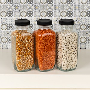 Juice Bottles with Lids, 16 Oz, Set of 3 | Clear Glass Jars with Caps, Reusable