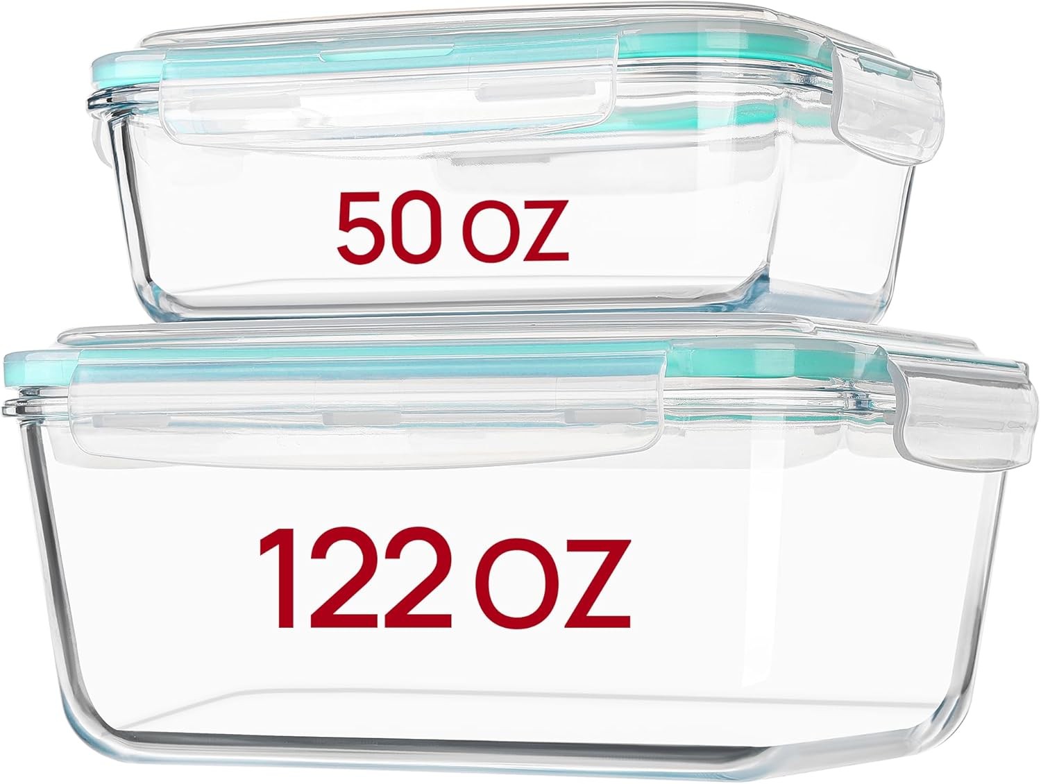 122oz 50oz Large Glass Food Storage Containers W/ Airtight Lids Big Glass