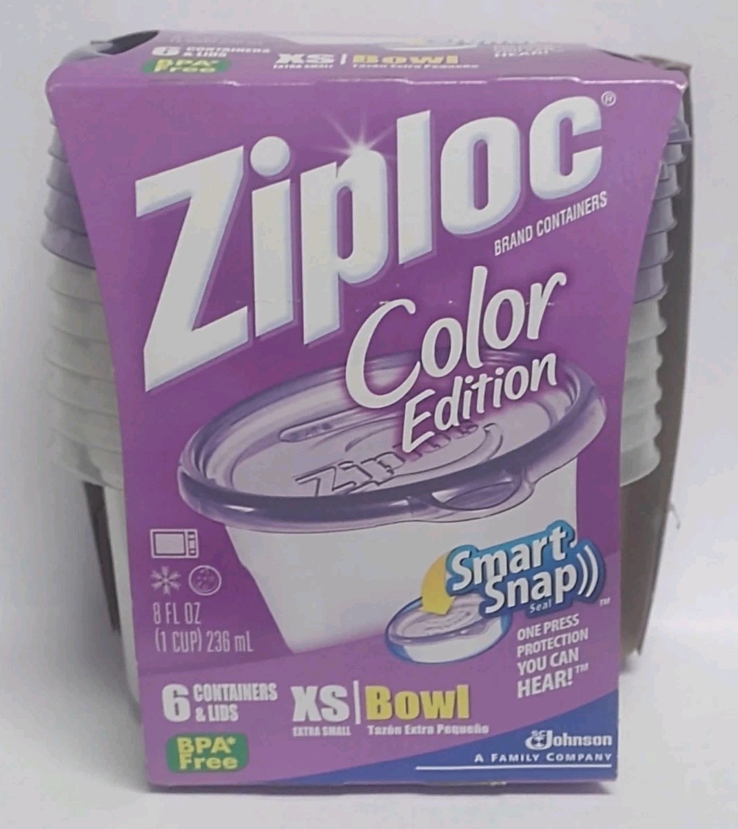 Ziploc Snap N Seal Smart Snap XS Round Bowls Color Edition Pack Of 6 NOS 2010