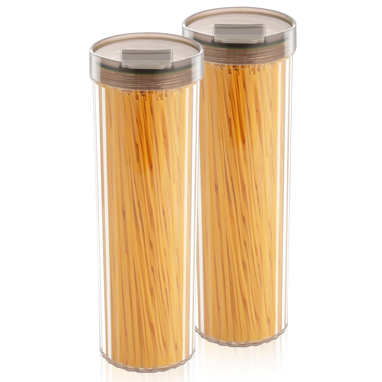 2 Pack Spaghetti Pasta Storage Container-48oz Clear Pasta Holder Airtight Spa…