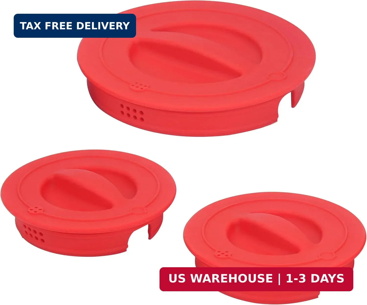 3 Pack Silicone Replacement Lids, Respectively Fits Pyrex 1-Cup, 2-Cup & 4-Cup T