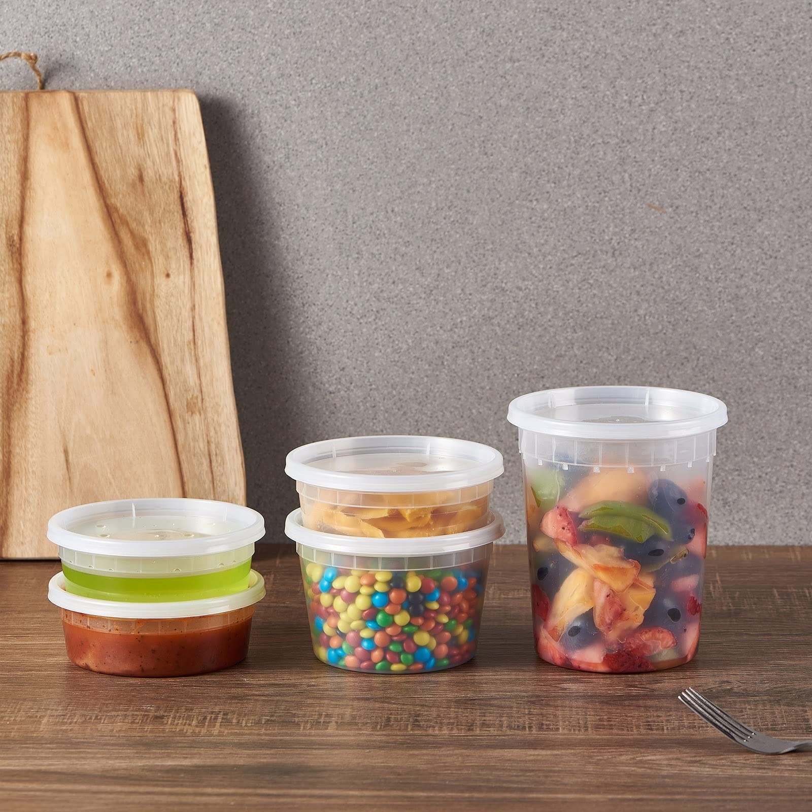 32 oz Plastic Deli Food Storage Containers – 24 Sets, Airtight Lids, Leakproof,