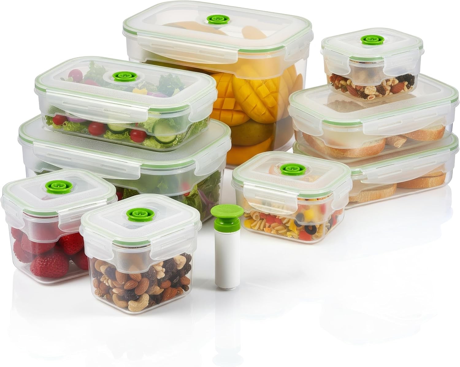Vacuum Seal Food Storage Containers W/ Hand Pump – BPA-Free Plastic Airtight
