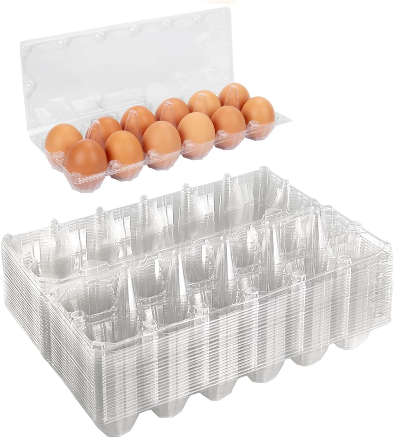 50 Pack Plastic Egg Cartons Cheap Bulk,12 Count Clear Empty Egg Cartons