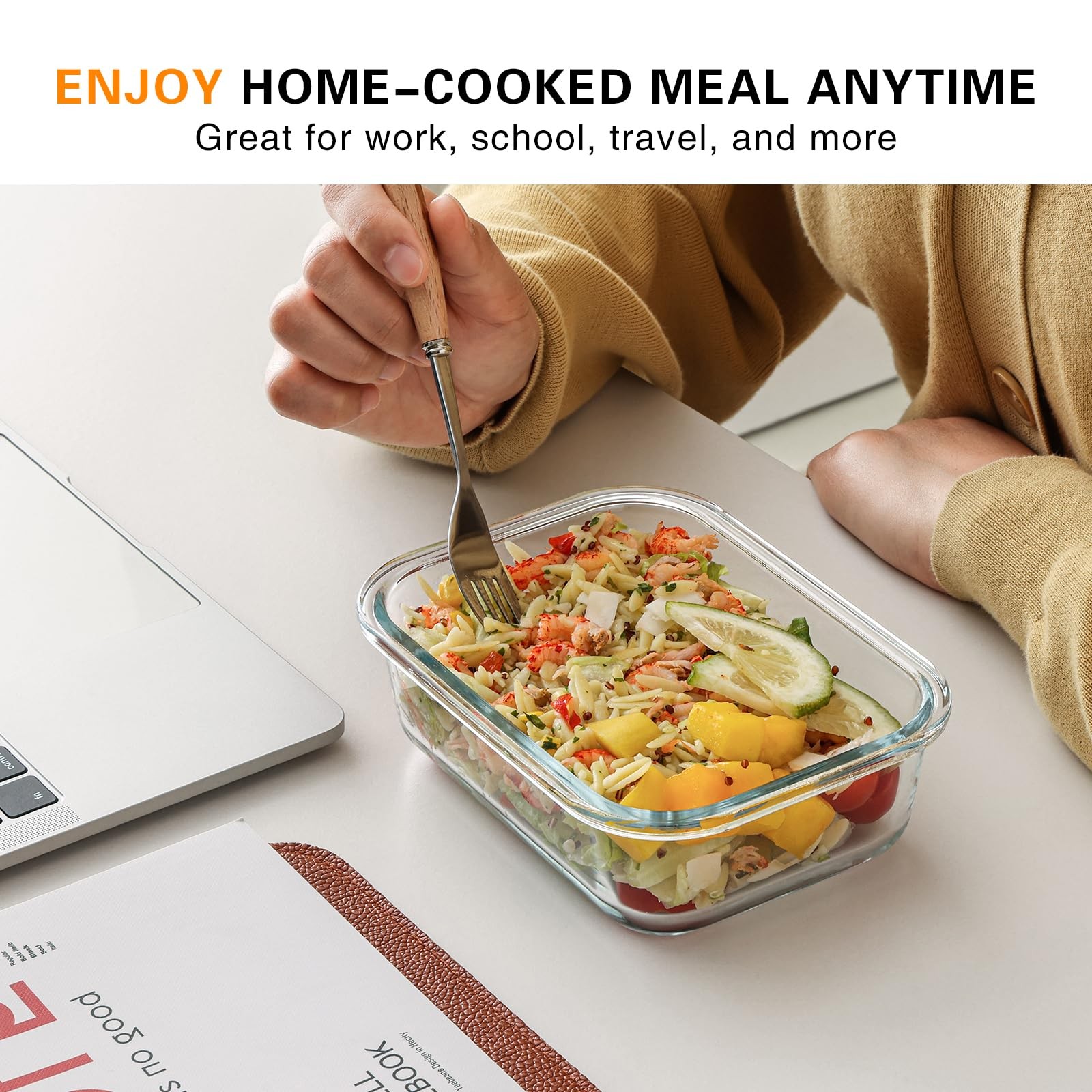 10 Pack 22 Oz Glass Meal Prep Containers with Lids, Reusable Glass Food Stora…