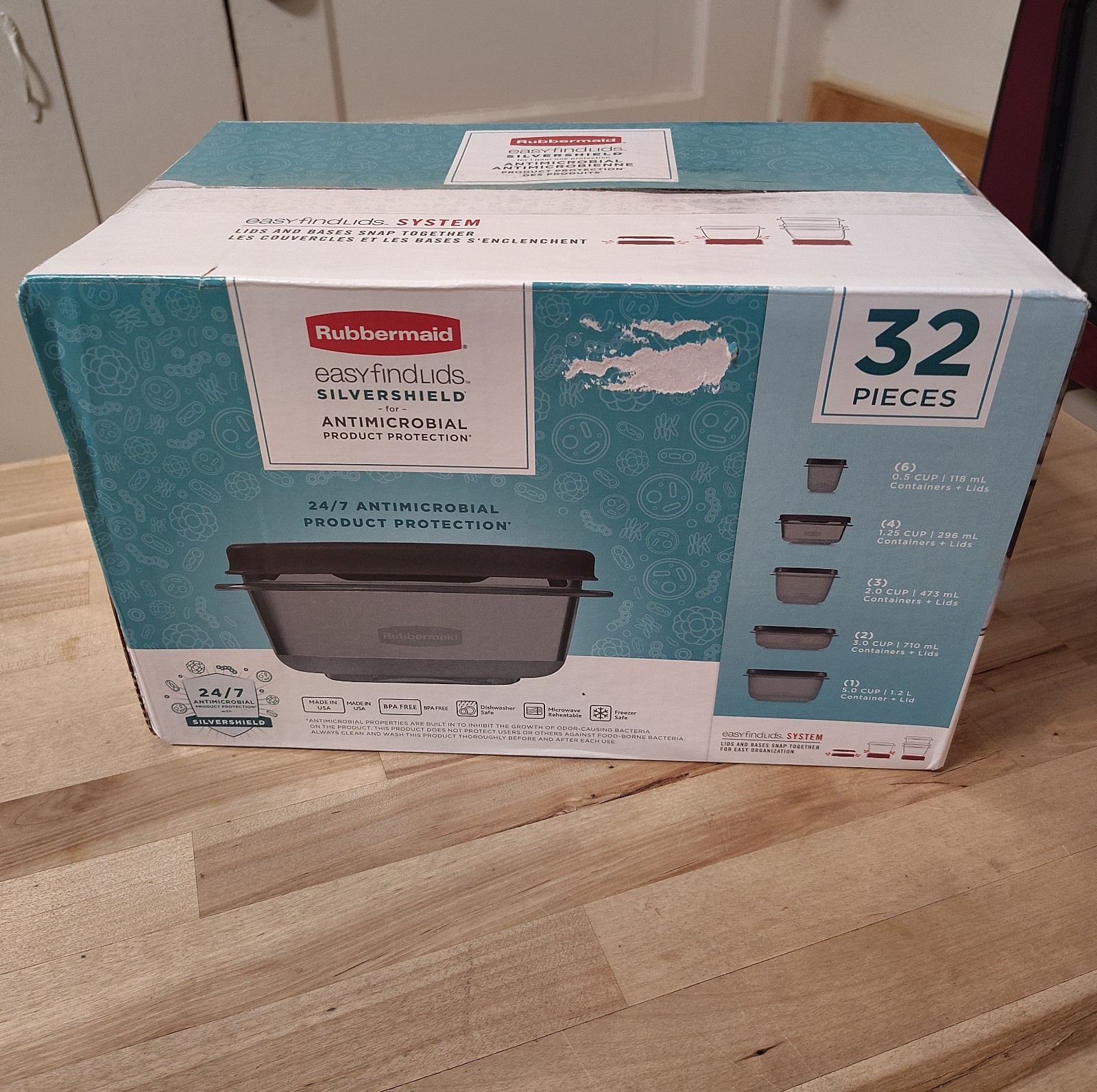 Rubbermaid Food Storage Containers 32 pc Set SilverShield Antimicrobial BPA Free