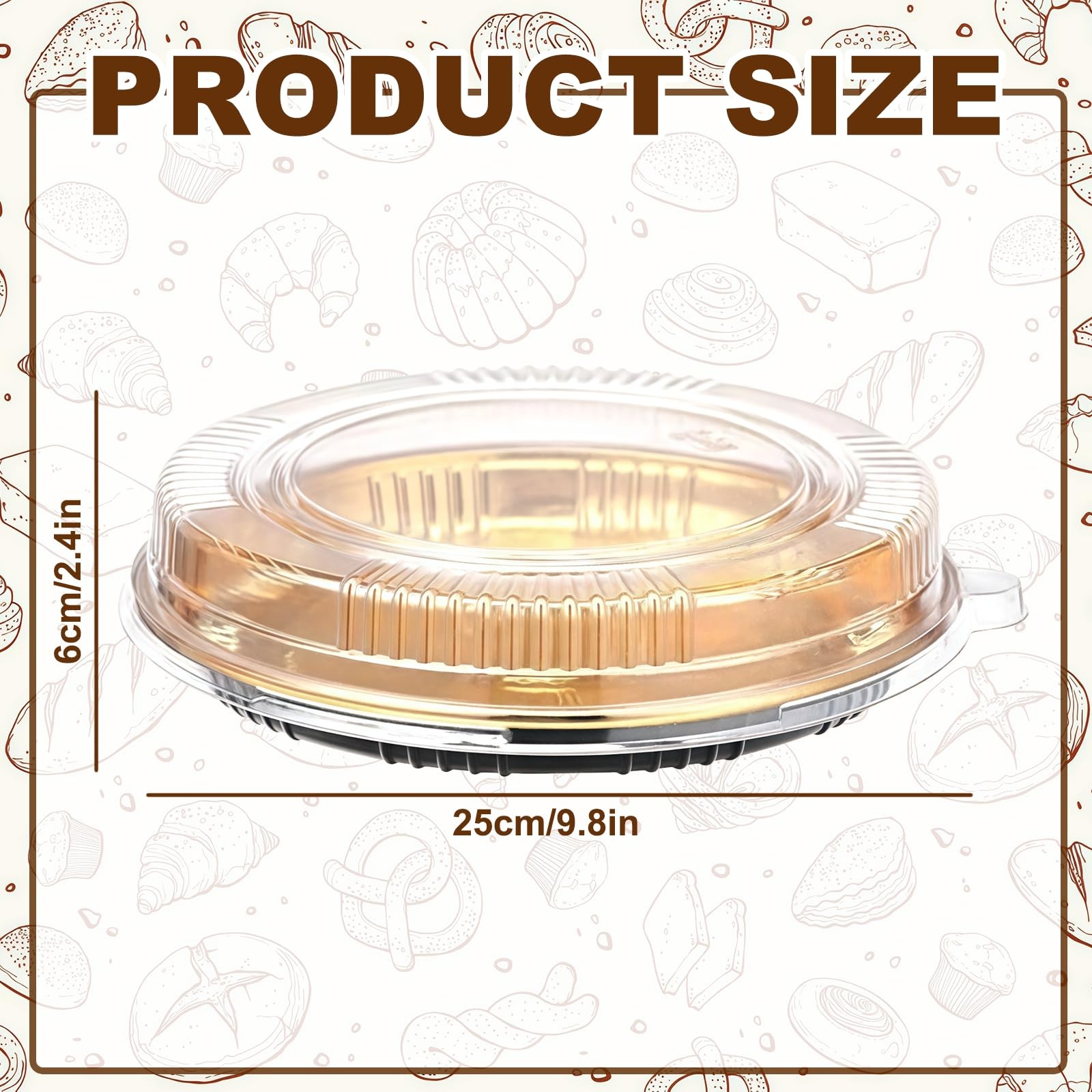 12 Pcs 9.8″ Disposable Pie Containers with Clear Lids, Sturdy Plastic Round P…